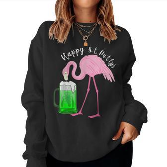 Flamingo Happy St Pattys Day Tshirt St Patricks Beer Women Sweatshirt | Mazezy