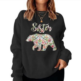 Floral Sister Bear Sister Matching Mom And Daughter Women Crewneck Graphic Sweatshirt - Seseable
