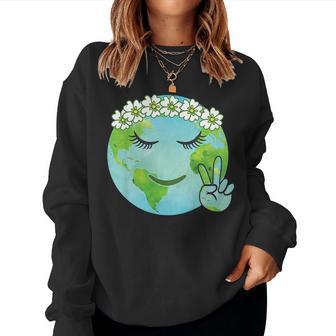 Flower Crown Mother Earth - Earth Day T Shirt Women Sweatshirt | Mazezy