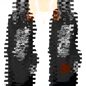 Flower Sugar Skull Mexico Dia De Los Muertos Women Sweatshirt | Mazezy