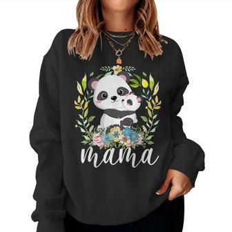 Flowers Mom & Cute Baby Panda Animal Mama Women Sweatshirt | Mazezy