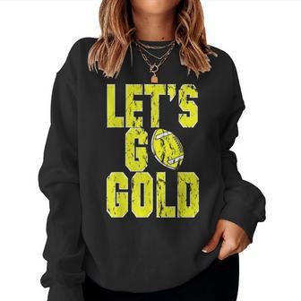 Football Mom Lets Go Gold Football Mom Women Crewneck Graphic Sweatshirt - Seseable