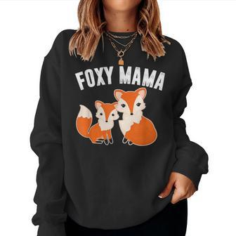 Foxy Mama Funny Fox Mother & Child Cute Women Mom Fox Lover Women Crewneck Graphic Sweatshirt - Seseable