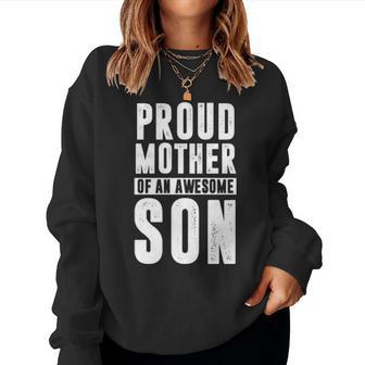 Freaking Awesome Pride Proud Mother Of An Awesome Son Women Crewneck Graphic Sweatshirt - Seseable