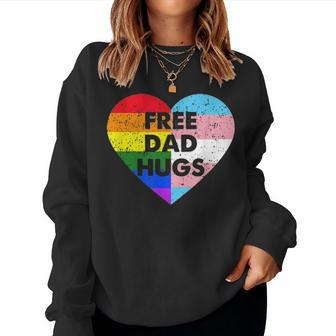 Free Dad Hugs Rainbow Lgbt Pride T Fathers Day Gift Women Crewneck Graphic Sweatshirt - Seseable