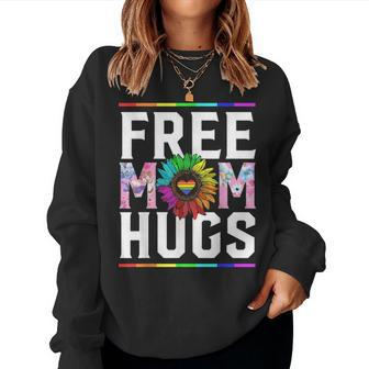 Free Mom Hugs Lgbt Gay Pride Lesbian Parades Women Crewneck Graphic Sweatshirt - Seseable