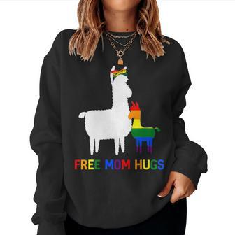 Free Mom Hugs Mama Llama Awesome Gift For Men Women Women Crewneck Graphic Sweatshirt - Seseable