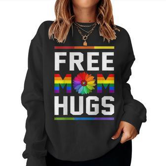 Free Mom Hugs Pride Month Lgbt Gifts Women Crewneck Graphic Sweatshirt - Seseable