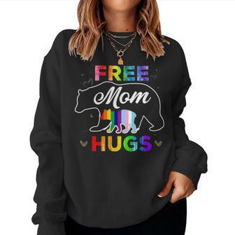 Free Mom Hugs Rainbow Gray Pride Lgbt Funny 1672 Women Crewneck Graphic Sweatshirt - Seseable