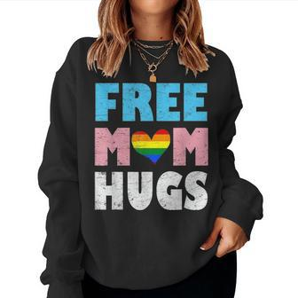 Free Mom Hugs Rainbow Pride Lgbt Month Transgender Women Crewneck Graphic Sweatshirt - Seseable