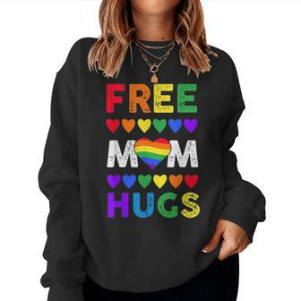Free Mom Hugs T Rainbow Heart Lgbt Pride Month Women Crewneck Graphic Sweatshirt - Seseable