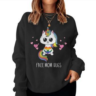 Free Mom Hugs Unicorn Lgbt Kids Lover Women Crewneck Graphic Sweatshirt - Seseable