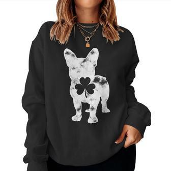 French Bulldog St Patricks Day Men Women Shamrock Dog Lover V2 Women Crewneck Graphic Sweatshirt - Seseable