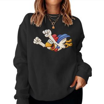Fun Super Flying Chicken Funny Farm Gift Poultry Kids Women Crewneck Graphic Sweatshirt - Seseable