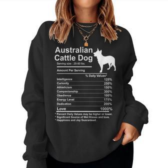 Funny Australian Cattle Dog Facts Nutrition Gift Mom Dog Women Crewneck Graphic Sweatshirt - Seseable