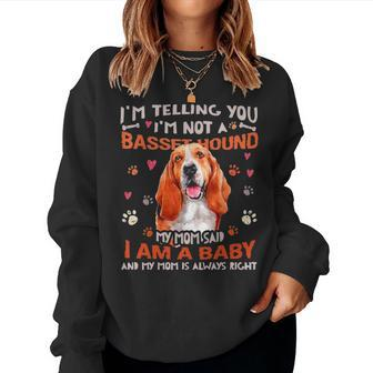 Funny Basset Hound Baby Dog Mom Mother Dogs Lover Women Crewneck Graphic Sweatshirt - Seseable