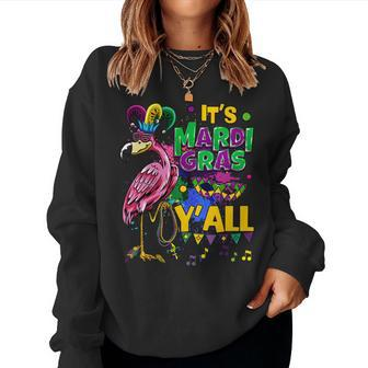 Funny Carnival Party Gift Idea Flamingo Mardi Gras V6 Women Crewneck Graphic Sweatshirt - Seseable