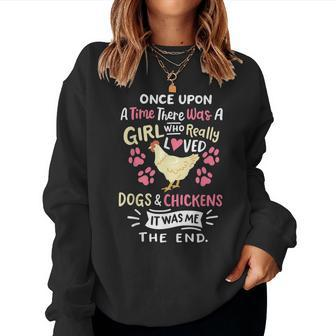Funny Chicken Dog Lover For Women Girls Farmer Women Crewneck Graphic Sweatshirt - Thegiftio UK