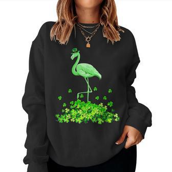 Funny Flamingo St Patricks Day Women Irish Flamingo Women Crewneck Graphic Sweatshirt - Thegiftio UK