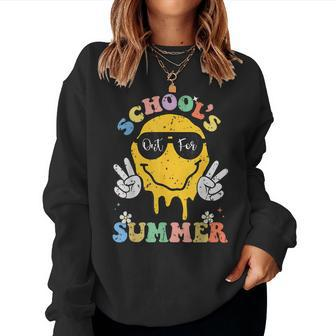 Funny Groovy Schools Out For Summer Graduation Teacher Kids Women Crewneck Graphic Sweatshirt - Thegiftio UK