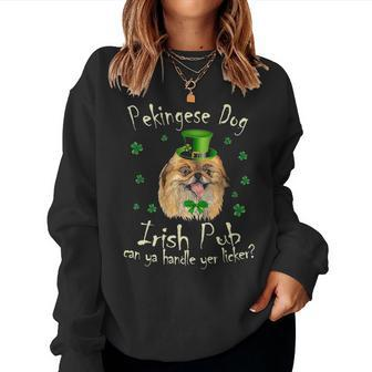 Funny Irish Pub Pekingese Mother Mom Women Dad Dog Pekingese Women Crewneck Graphic Sweatshirt - Seseable