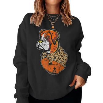 Funny Leopard Dog Boxer Mom Costume Mothers Day Gift Women Crewneck Graphic Sweatshirt - Seseable