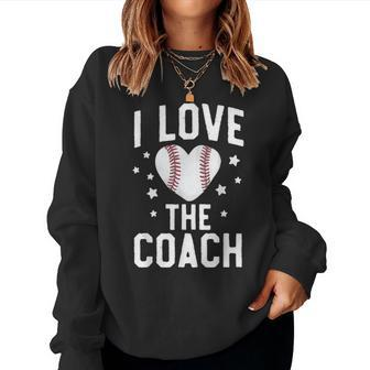 Funny Mom Baseball I Love The Coach Wife Mother Women Crewneck Graphic Sweatshirt - Seseable