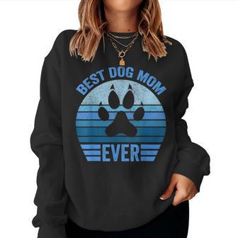 Funny Mothers Day Best Dog Mom Ever Cute Son Daughter Women Crewneck Graphic Sweatshirt - Seseable