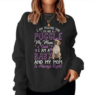 Funny Puggle Mom Dog Lovers Gift Women Crewneck Graphic Sweatshirt - Seseable