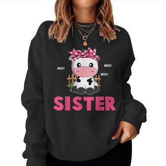Funny Sister Cow Cute Cow Farmer Birthday Matching Family Women Crewneck Graphic Sweatshirt - Seseable