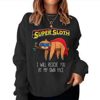Funny Sloth Superhero Super Sloth Hero Gift Women Crewneck Graphic Sweatshirt - Seseable