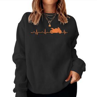 Funny Sportbike Gift Men Women Motorcycle Riders Heartbeat Women Crewneck Graphic Sweatshirt - Seseable