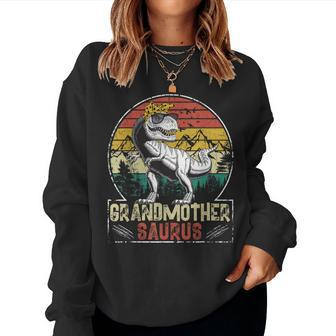 Funny T Rex Dinosaur Grandmothersaurus Matching Family Women Women Crewneck Graphic Sweatshirt - Seseable