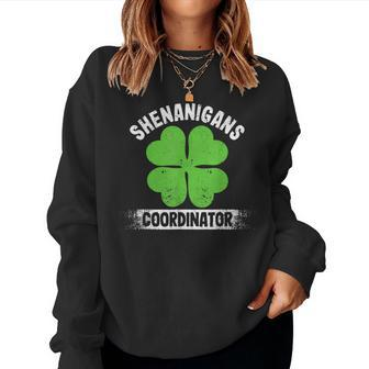 Funny Teacher St Patricks Day Irish Shenanigans Coordinator Women Crewneck Graphic Sweatshirt - Thegiftio
