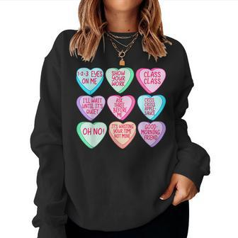 Funny Teacher Valentines Day Conversation Heart School V2 Women Crewneck Graphic Sweatshirt - Seseable