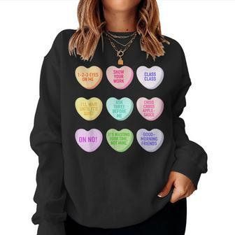 Funny Teacher Valentines Day Conversation Heart School V2 Women Crewneck Graphic Sweatshirt - Thegiftio UK