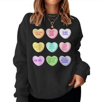 Funny Teacher Valentines Day Conversation Heart School V5 Women Crewneck Graphic Sweatshirt - Seseable