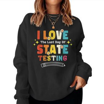 Funny Testing Day I Love State Testing Teacher School Women Crewneck Graphic Sweatshirt - Thegiftio UK