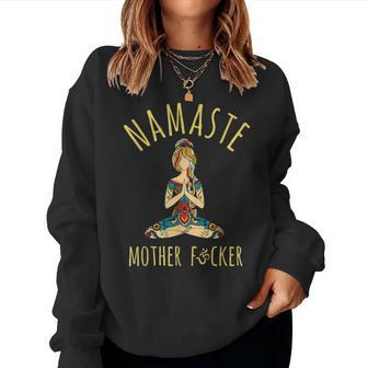 Funny Yoga Humor Namaste Mother Fucker Vintage Budda Zen Women Crewneck Graphic Sweatshirt - Seseable