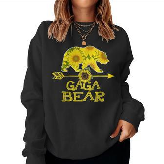 Gaga Bear Funny Sunflower Mother Father Gifts Women Crewneck Graphic Sweatshirt - Seseable