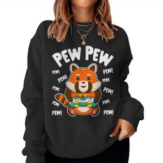 Gamer Red Panda Pew Pew Cute Kawaii Red Panda Video Games Women Sweatshirt | Mazezy AU