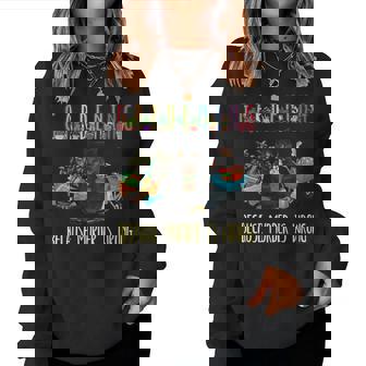 Gardening Because Murder Is Wrong Black Cat Gardener Plant Women Crewneck Graphic Sweatshirt - Thegiftio