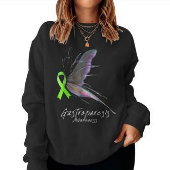 Gastroparesis Awareness Butterfly Women Crewneck Graphic Sweatshirt - Seseable