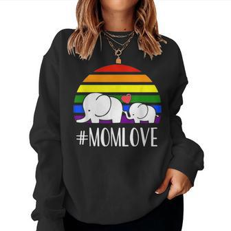 Gay Mom Love Pride Lgbt Rainbow Flag Elephant Gay Mom Gift V2 Women Crewneck Graphic Sweatshirt - Seseable