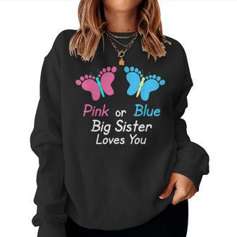 Gender Reveal Sister Pink Or Blue Butterflies Women Sweatshirt | Mazezy