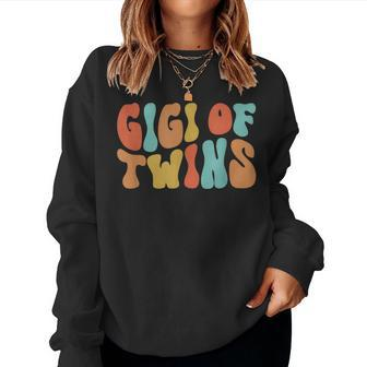 Gigi Of Twins Groovy Twin Gigi Grandma Women Crewneck Graphic Sweatshirt - Thegiftio UK