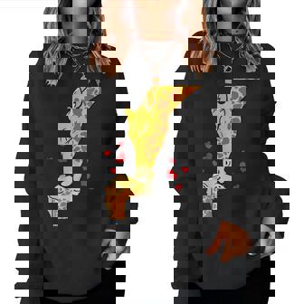 Giraffe Kissing Baby Africa Zoo Heart Mothers Day Gift Women Crewneck Graphic Sweatshirt - Thegiftio