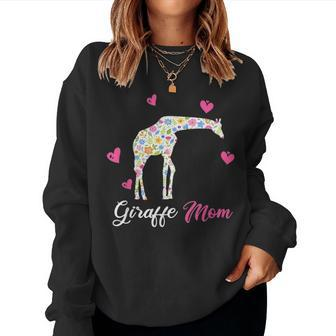 Giraffe Mom Funny Animal Gift For Mothers Day Women Crewneck Graphic Sweatshirt - Seseable