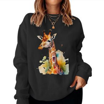 Giraffe Watercolor Women Sweatshirt | Mazezy