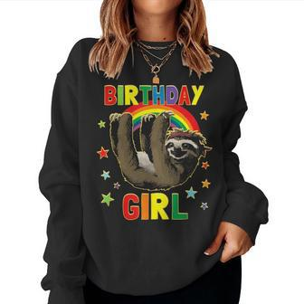 Girl Birthday Sloth B Day Party Kids Gift Idea Sloth Lovers Women Crewneck Graphic Sweatshirt - Seseable